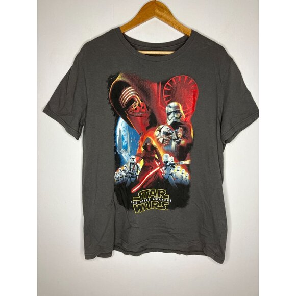 Star Wars The Force Awakens T-Shirt Men's Size Large Disney Gray FLAWED - Picture 1 of 6